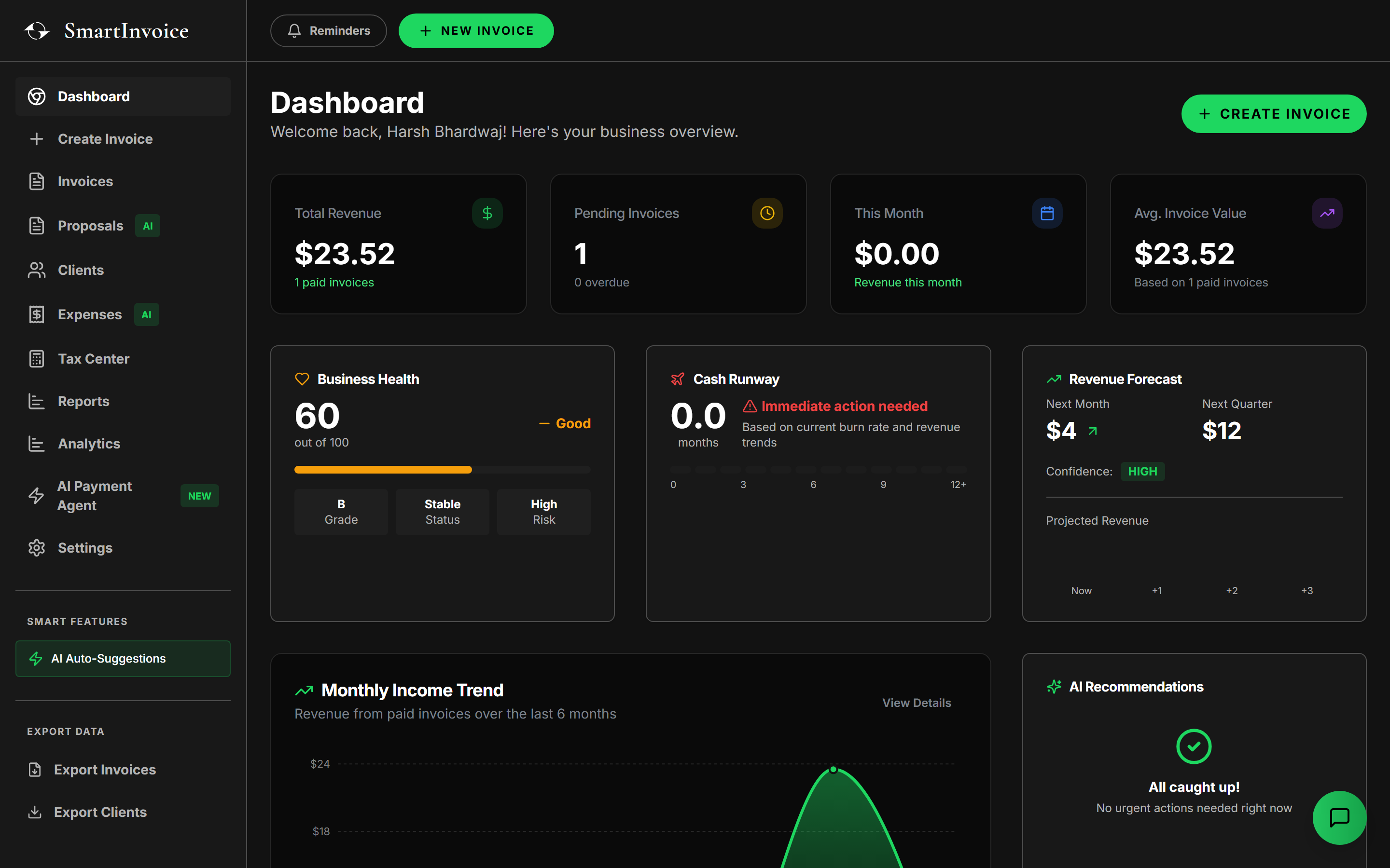 SmartInvoice Dashboard Preview