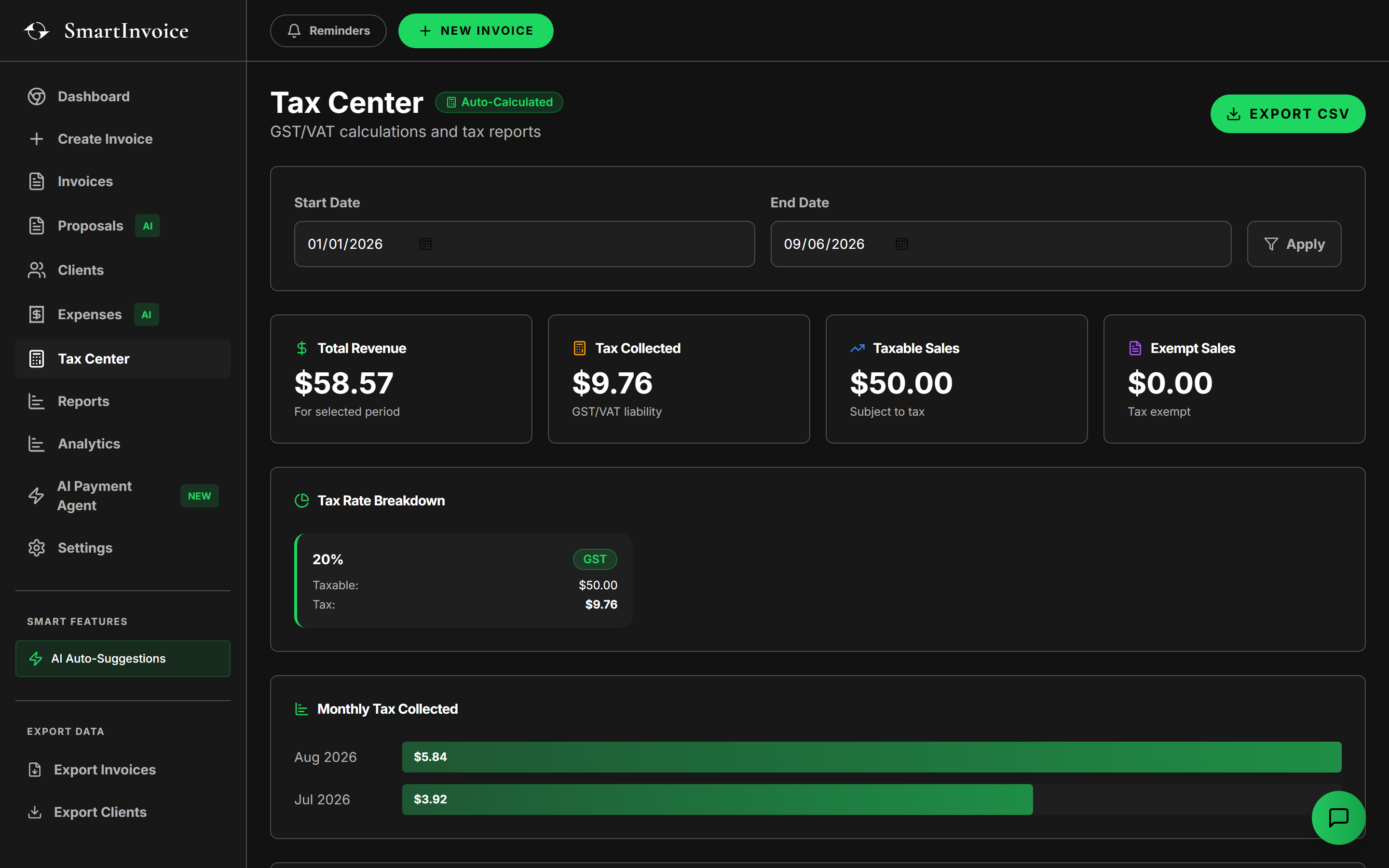 Tax Center Dashboard